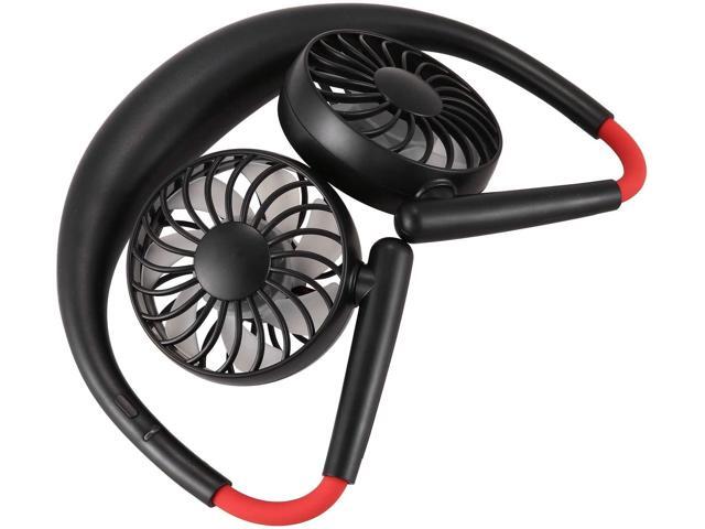 bobotron Upgraded USB Rechargeable 2000MAh Portable Hanging Neck Sports Fan Headphone Design Cooler Wearable Neck Fans-Black