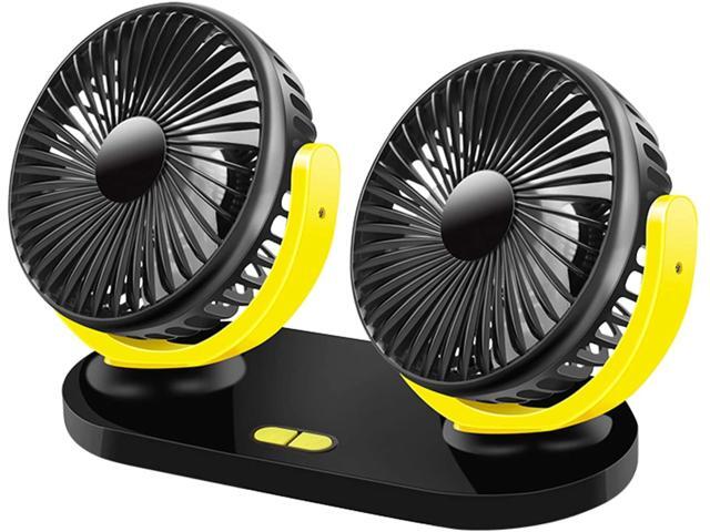 KKmoon Dual Head USB Fan 360 Degree Rotating 5V 2A 3 Speed Modes Portable for Dormitory Office Desk Car