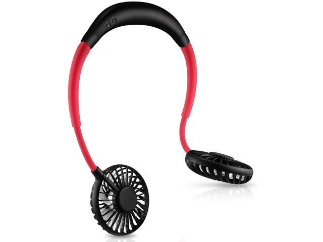 Segorts Portable Neck Fan Hanging Neck Sports Fan Hands Free USB Rechargeable Personal Wearable Neckband Fan with 3 Level Air Flow Cooling Desk