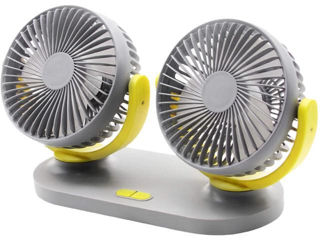 KKmoon Dual Head USB Fan 360 Degree Rotating 5V 2A 3 Speed Modes Portable for Dormitory Office Desk Car