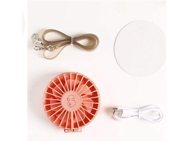 YEZIL High Velocity Personal Fans Retro Folding Mini Fan Led Mirror Handheld Portable Lanyard Summer Outing USB Cooling Fan Mini Portable (Color: 04)
