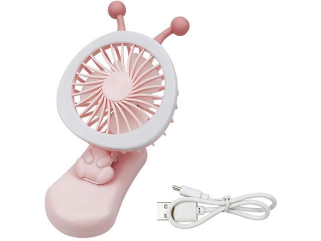Handheld Face Fan Cartoon Bee Rabbit Adjustable USB Rechargeable Clip On Fill Light Cooling Fan - Pink Bee#