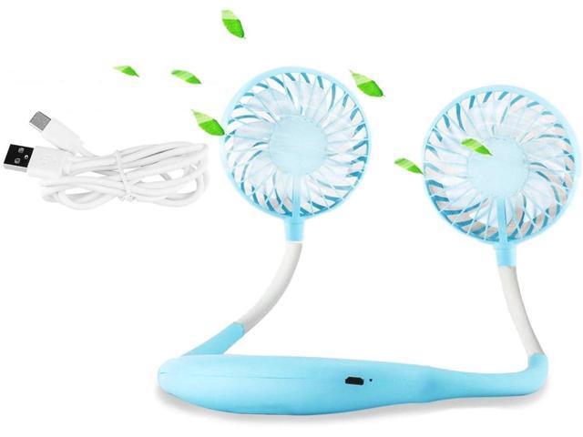 VTone Hand Free Portable Neck Fan Small Personal Fan Super Power Neck Fan Band 39 Inches (1M) Extended Charging Cable Adjustable 3 Times Wind
