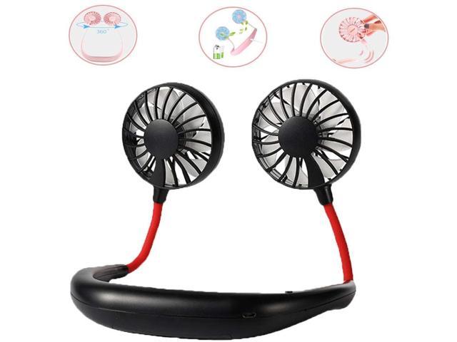 Wulidasheng Wearable Neckband Fan Mini Fan Cool Gadgets with USB Rechargeabl Portable for Traveling Sport Outdoor Housework Black