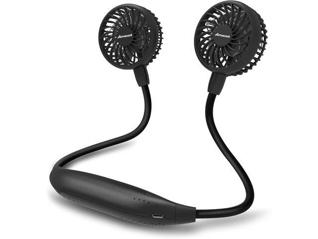 Neck Fan 2600mah Battery Operated Neckband Fan 6-Speed Hand-Free Wearable Personal USB Fan for Hot Flashes Home Office Travel Outdoor Sports (Black)
