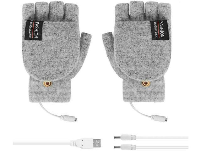 Unisex Women's & Men's USB Heated Gloves Full & Half Finger Heated Warm Mitten Winter Warm Laptop Gloves Clamshell Gloves with Button Washable