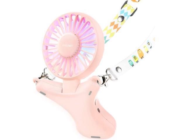 GAGAKU Hanging Necklace Fan Mini USB Fan 3350mAh Rechargeable Battery Portable Fan with Adjustable 3 Speeds and LED Light