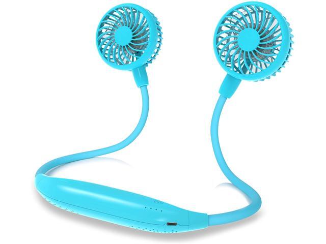Neck Fan 2600mah Battery Operated Neckband Fan 6-Speed Hand-Free Wearable Personal USB Fan for Hot Flashes Home Office Travel Outdoor Sports (Aqua