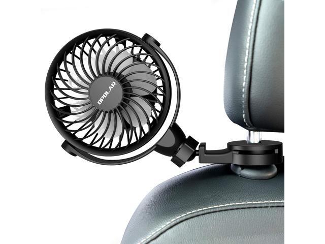 Car Fan With Clips USB Car Fan for Back Seat 360° Rotation 4 Speeds Powerful 5V Cooling Fan Portable Personal Vehicle Fan for Driver