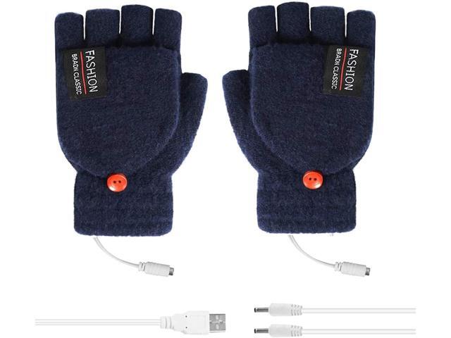 Unisex Women's & Men's USB Heated Gloves Full & Half Finger Heated Warm Mitten Winter Warm Laptop Gloves Clamshell Gloves with Button Washable