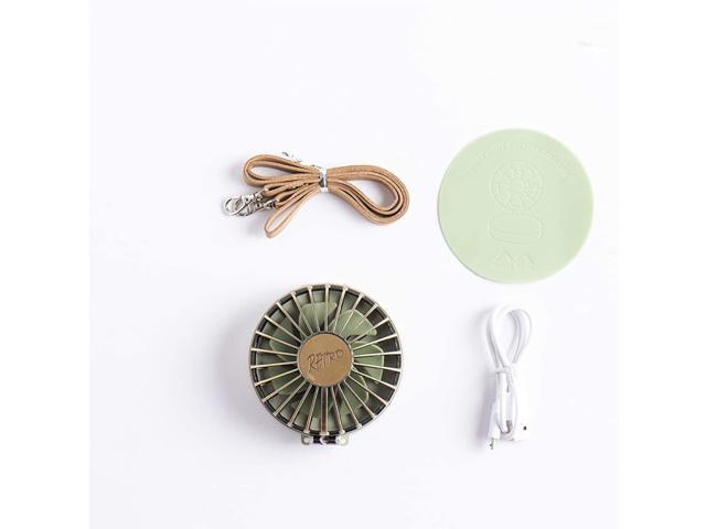 YEZIL High Velocity Personal Fans Retro Folding Mini Fan Led Mirror Handheld Portable Lanyard Summer Outing USB Cooling Fan Mini Portable (Color: 01)