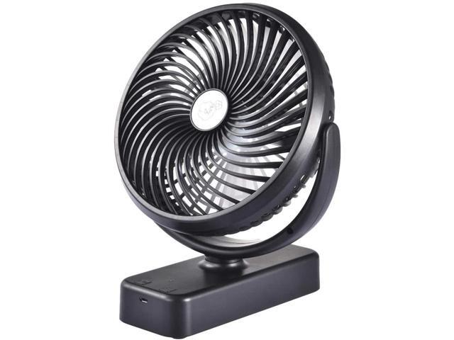 Camping Fan - Portable 7 inch USB Rechargable Baby Stroller Fan with LED Light Hanging Hook for Car Hurricane Emergency