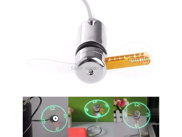 FENGYI Durable Adjustable Cooling USB Gadget Mini Flexible LED Light USB Fan Time Clock Desktop Clock Gadget Cool Time Display Z09