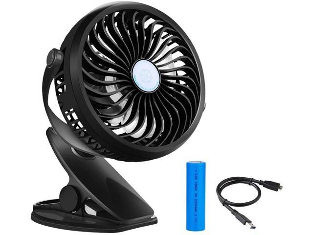 VERKB USB Clip Table Desk Air Fan Rechargeable Battery Mini Portable Personal Fan High Compatibility and Speed 720° Adjustable for