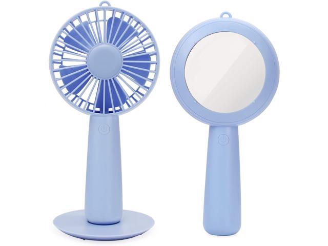 ESUMIC Handheld Portable Mirror USB Rechargeable Desk Cooling Fan Air Contioner Office Table Cooling Fan for Home Office Traveling Camping (Purple)