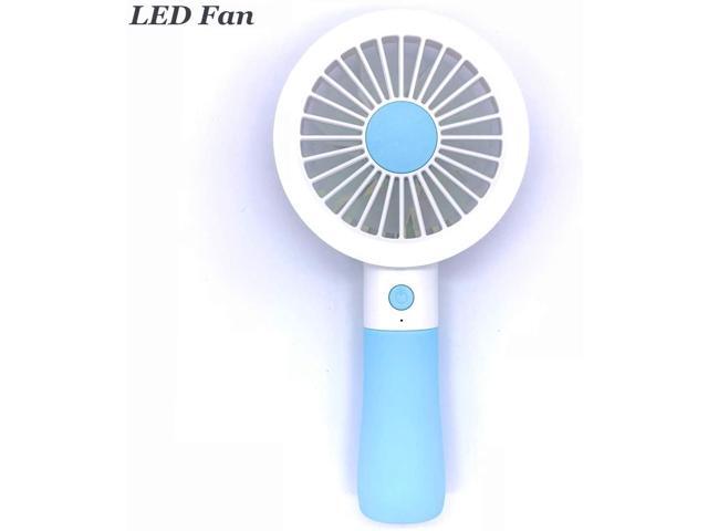 Mini Portable Fan Handheld Fan with LED - Personal USB Rechargeable Fan Electric Fan for Office Room Outdoor Household Traveling (Blue)