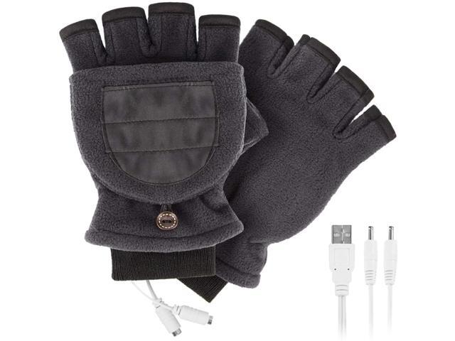 USB Heated Gloves Winter Warm Heated Laptop Gloves Half Finger Mitten with Cover for Men and Women