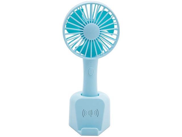 Adaskala K62 Mini USB Fan Rechargeable Handheld Fan Desktop 3-Level Wireless Charging for Mobile Phone Blue