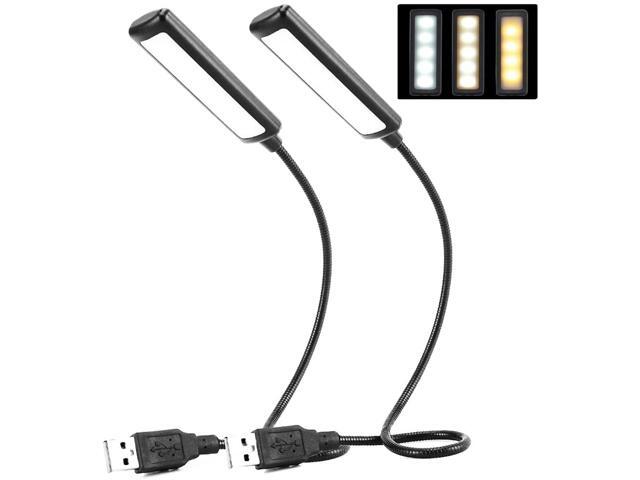 BUBOSPER USB Reading Light 3 Color x 3 Brightness USB Light for Laptop Flexible 2 Pack