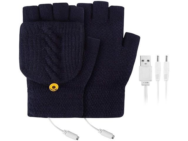 DERCLIVE USB Heated Mitt Winter Warm Knitted Gloves Mitten with Finger Cover for Men and Women