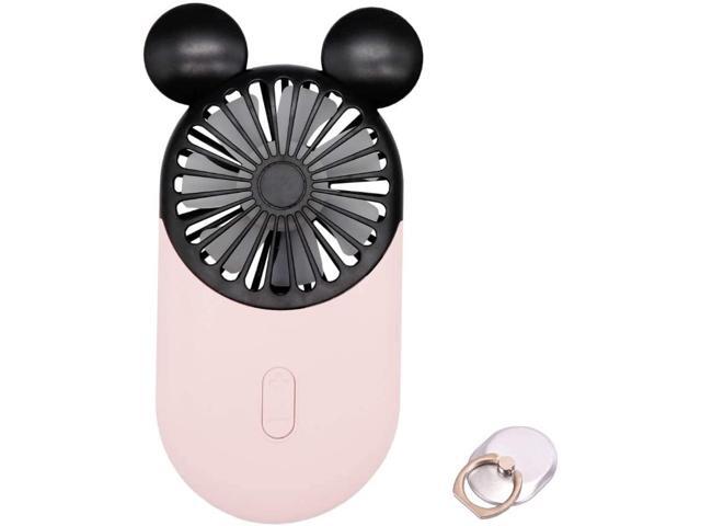 DecoLife Cute Mickey Personal Mini Fan Handheld & Portable USB Rechargeable Fan with Beautiful LED Light 3 Adjustable Speeds Portable Holder
