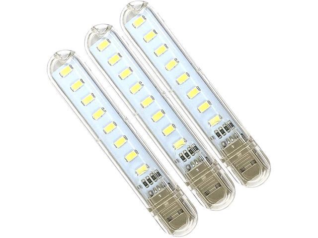 Meiyangjx USB Led Lamp Camping Night Light Mini Portable Keychain Lights for Power Bank PC Laptop (3 Pack-White)