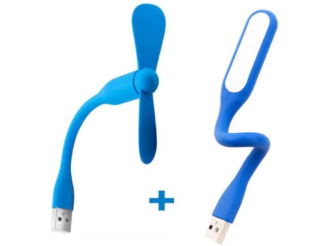 LXX Mini USB Gadgets Flexible Bendable USB Fan and USB Led Light Fan Night Light for Power Bank Pc for Laptop D/Blue/S