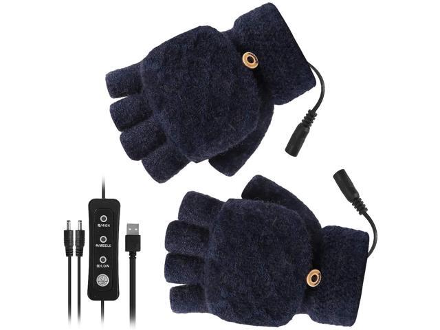 YINUODAY USB Heated Gloves Unisex Mitten Winter Hands Warm Laptop Gloves with 3 Temperature Levels Knitting Heating Hands Full & Half Fingerless