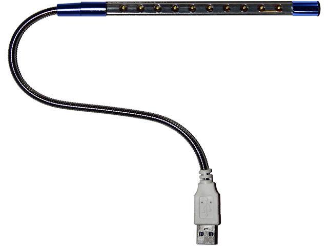 USB Reading Lamp with 10 Lights and Flexible Gooseneck for Notebook Laptops Desktops PC and MAC Computers (Blue)