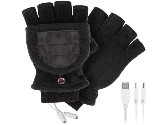 USB Heated Gloves Winter Warm Heated Laptop Gloves Half Finger Mitten with Cover for Men and Women