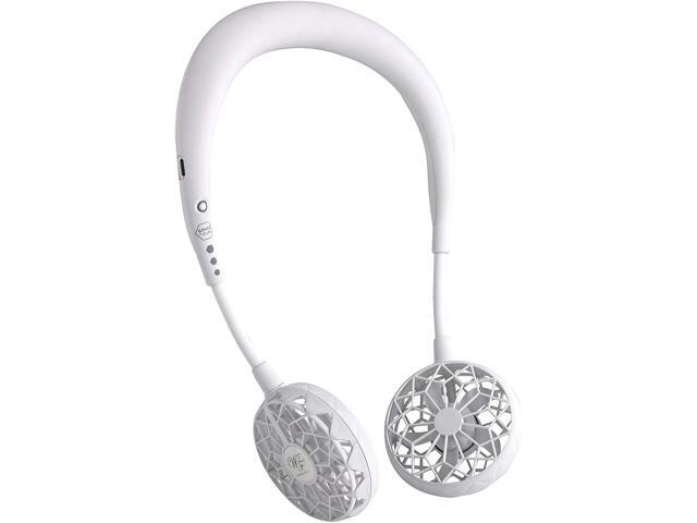 SPICE OF LIFE Hands-Free Wireless W Fan 2nd Edition - White - Personal Hanging Neck Fan Wearable Portable Cooling Device USB Rechargeable