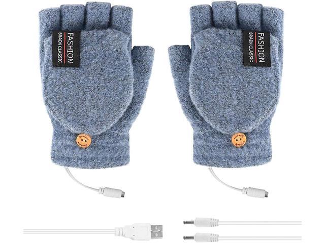 Unisex Women's & Men's USB Heated Gloves Full & Half Finger Heated Warm Mitten Winter Warm Laptop Gloves Clamshell Gloves with Button Washable
