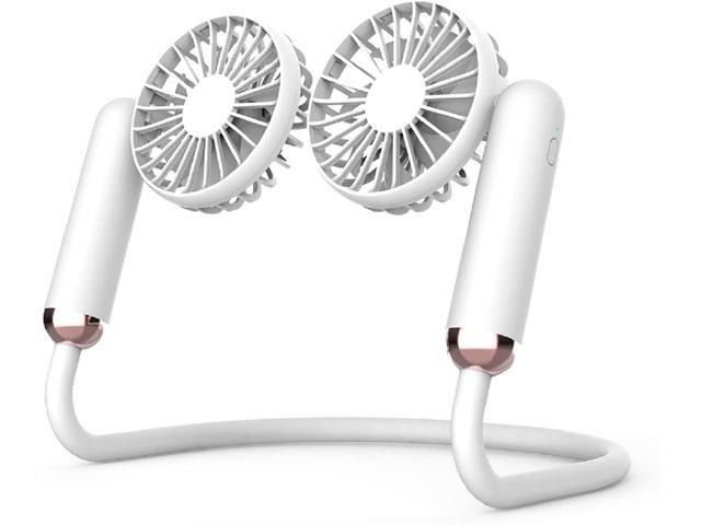 ENSTER Hanging Neck Fan and USB Desk Fan Small Personal Fan for Hands Free Cooling Wearable Necklace Fan with Rechargeable 2400mAh High Capacity