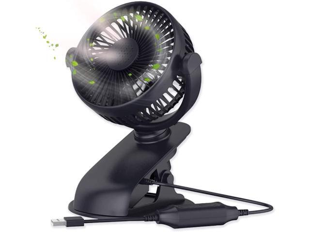 USB Powered Desk Fans KINGXBAR 360° Rotate USB Fan Clip On Stroller Fan Quiet Portable Cooling Table Fan with 3 Speeds for Car Office Room Outdoor