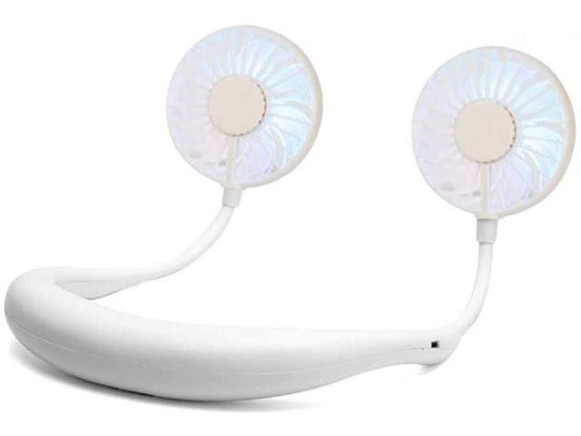 Hanging Neck Fan Portable Hands-free USB Mini Fan 3-speed LED Light Suitable For Office Travel Outdoor Camping White