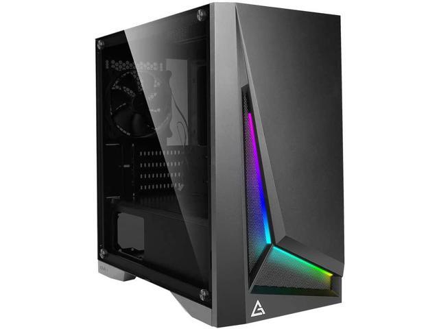Antec Dapper Dark Phantom DP301M Black Steel /ARGB Lighting/Tempered Glass Side Panel Compact Micro-ATX Gaming Case