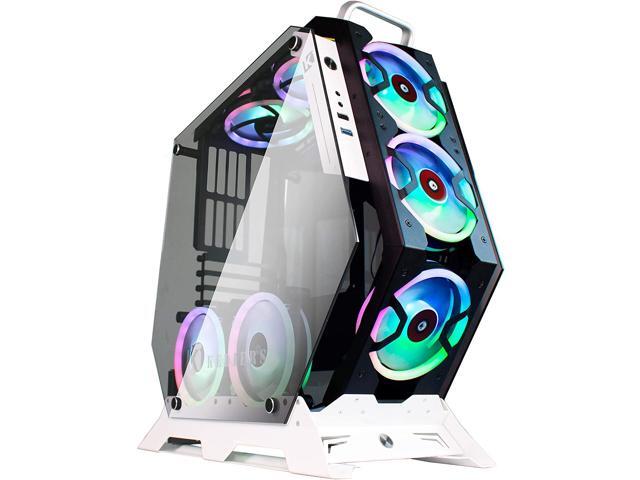KEDIERS 7 PCS RGB Fans ATX Mid-Tower PC Gaming Case Open Computer Tower Case - USB30 - Remote Control - 2 Tempered Glass - Cooling System