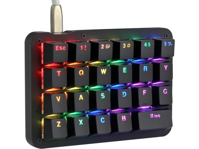Koolertron One Handed Macro Mechanical Keyboard RGB LED Backlit Portable Mini One-Handed Mechanical Gaming Keypad 23 Fully Programmable Keys (RGB