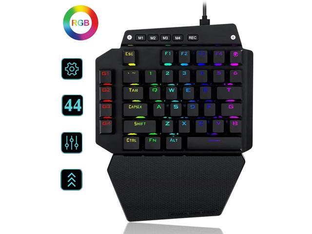 One Handed RGB Backlit Mechanical Gaming Keyboard 44 Key Gamepad with Programmable Keys Macro Recording Detachable Palm Rest & USB-C