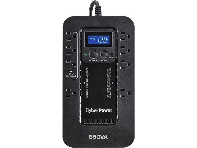 CyberPower EC650LCD Ecologic Battery Backup & Surge Protector UPS System 650VA/390W 8 Outlets ECO Mode Compact Uninterruptible Power Supply