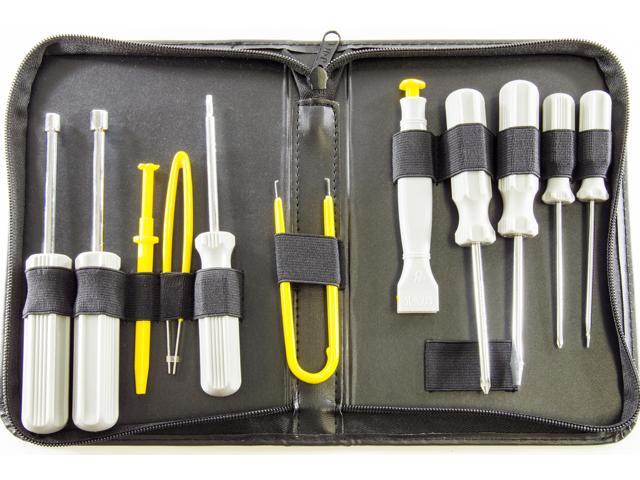 12 Piece Computer and Electronics Toolkit with Flat #0 / #1 Phillips and T15 Screwdrivers Nut Drivers IC Extractor IC inserter and Tweezers
