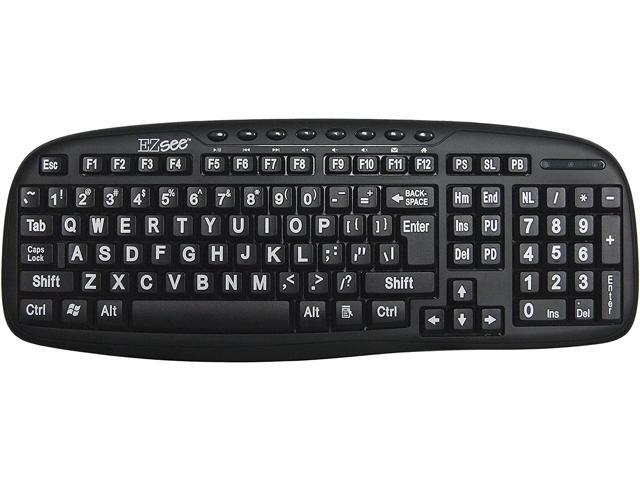 New and Improved: EZsee by DC USB Wired Large Print Keyboard English Standard QWERTY - Black Keys with Bold White Jumbo Oversized