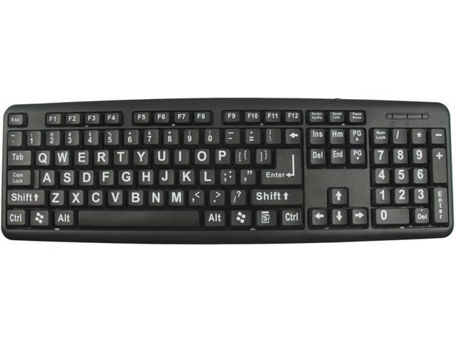 XLSee Large Print Keyboard - White on Black