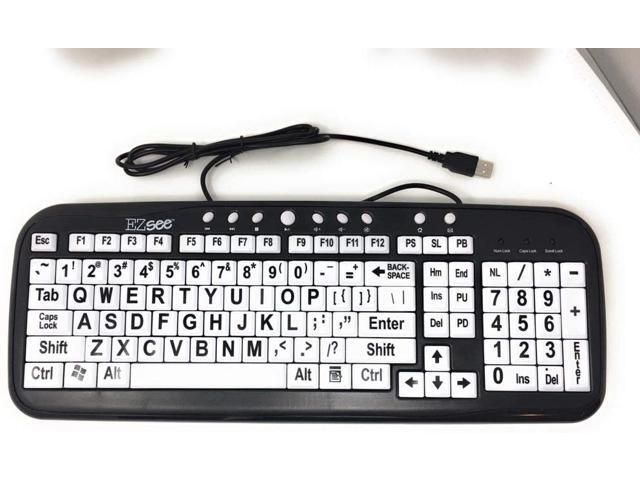 EZ See Large Print Keyboard-White Keys-Black Print