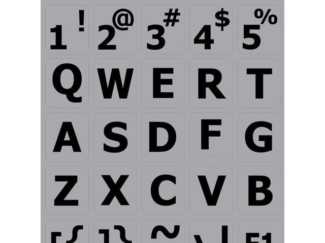 English US Large Lettering (Upper CASE) Non-Transparent Keyboard Labels Black Grey White OR Yellow Background for Desktop Laptop and Notebook