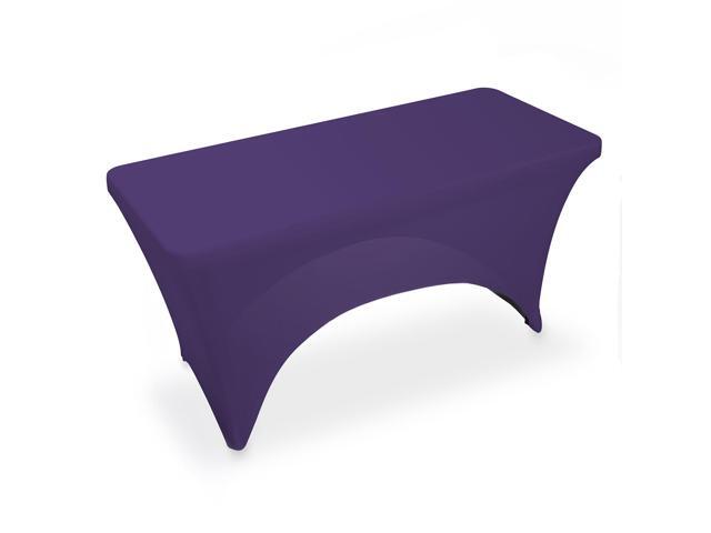 Lann's Linens - 4' Fitted Stretch Tablecloth for 48' x 24' Rectangular Table - Wedding / Banquet / Trade Show - Spandex Cloth Fabric Cover - Purple