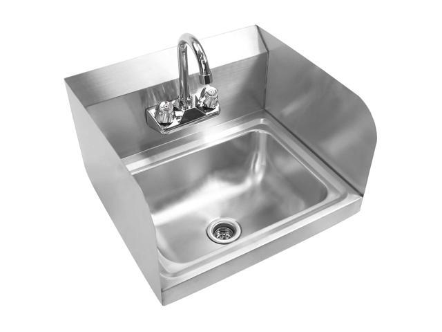 GRIDMANN Commercial NSF Stainless Steel Sink with Faucet & Sidesplashes - Wall Mount Hand Washing Basin