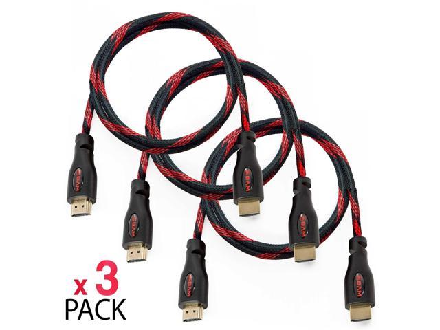 BAM 3 Pack High Speed 4K HDMI Cables - 3'...