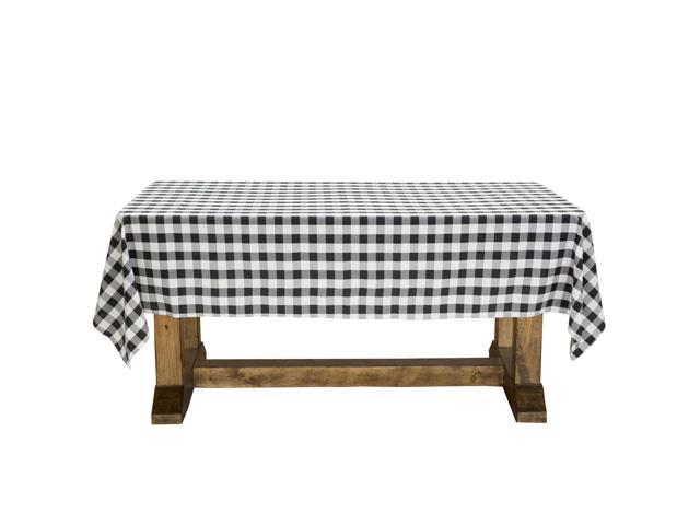 Lann's Linens - 60' x 102' Premium Checkered Tablecloth - Rectangular Polyester Fabric Picnic Table Cover - Black & White Gingham Cloth