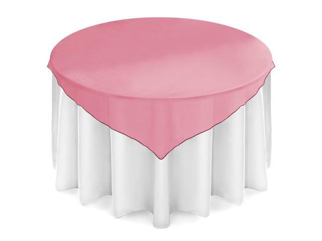 Lann's Linens - 5 Organza Overlay Table Toppers - 72' Square Tablecloth Covers for Wedding Reception or Party - Burgundy